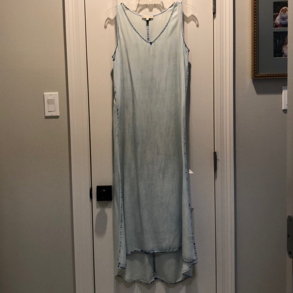 Joan Vass Sz: M Light Denim High Low Dress